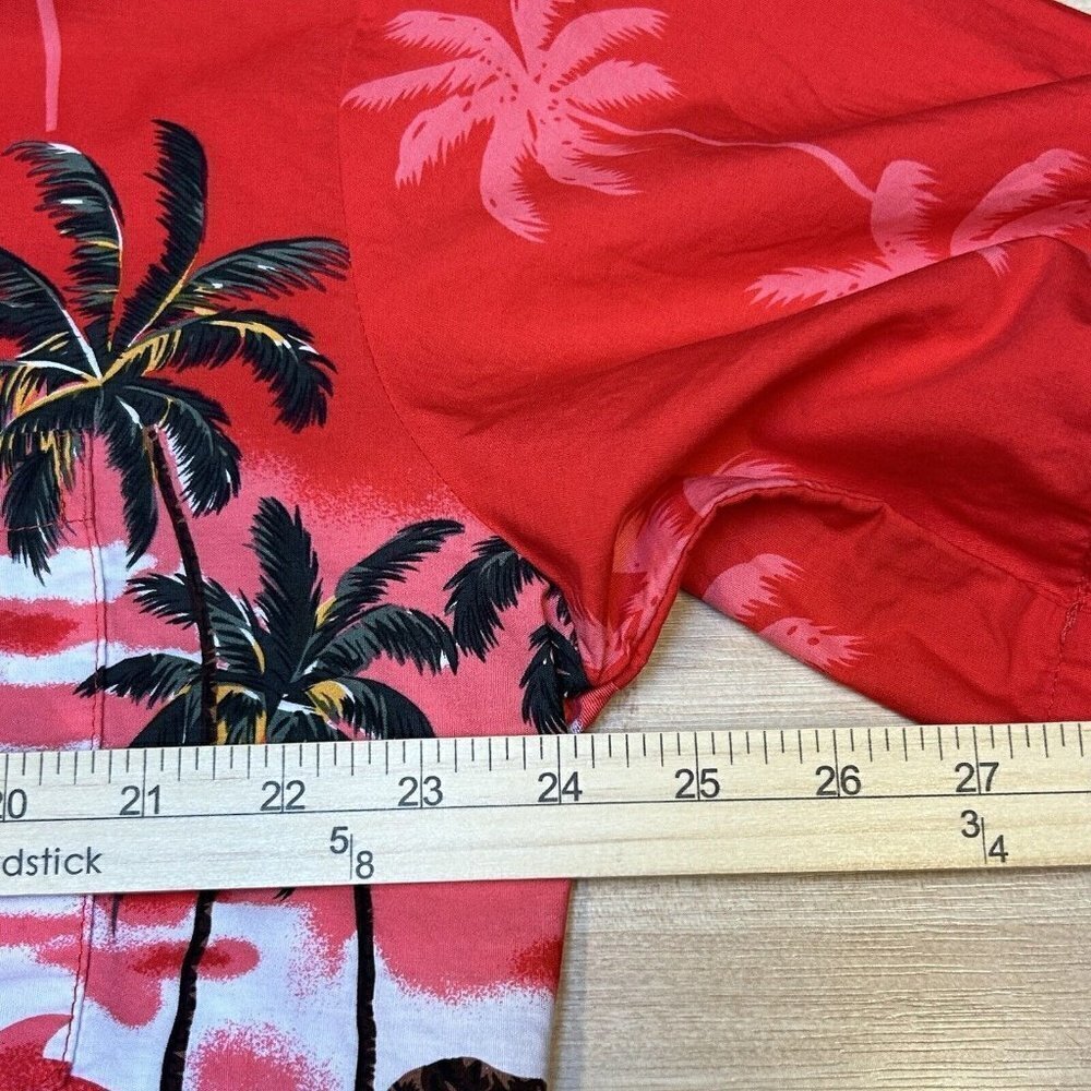 Palmwave Hawaiian Shirt Mens Extra Large Red Palm Trees Floral Beach Aloha - Picture 8 of 13